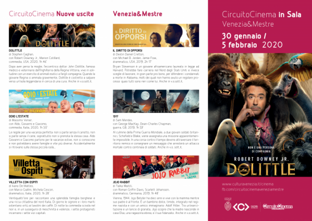 Film in programmazione dal 30 gennaio al 5 febbraio 2020