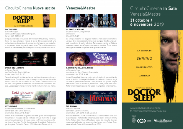 Film in programmazione dal 31 ottobre al 6 novembre 2019