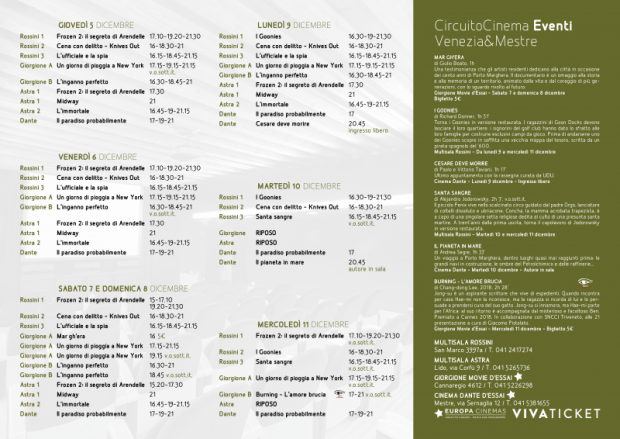 Film in programmazione dal 5 all'11 dicembre 2019