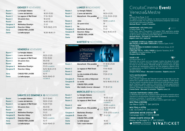 Film in programmazione dal 7 al 13 novembre 2019 B