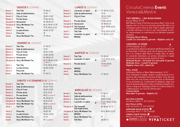 Film in programmazione dal 9 al 15 gennaio 2020