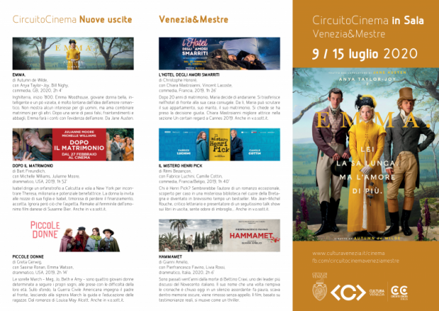 Film in programmazione dal 9 al 15 luglio 2020 A