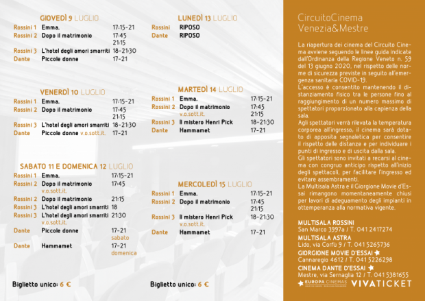 Film in programmazione dal 9 al 15 luglio 2020 B