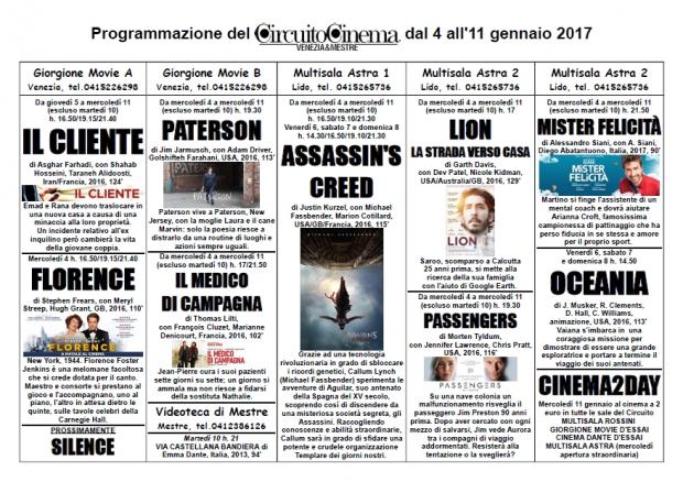 Programmazione da 04 al 11 gennaio 2017