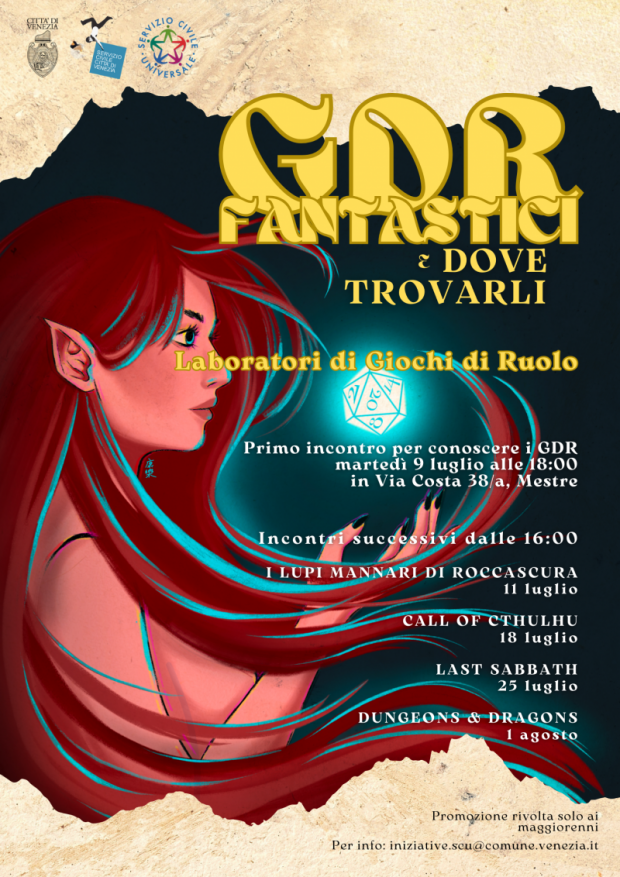 Ragazza con capelli rossi e dado