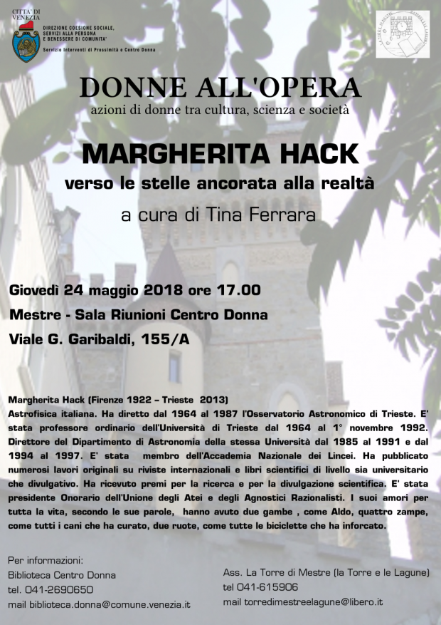 Locandina evento Donne all'opera - Margherita Hack