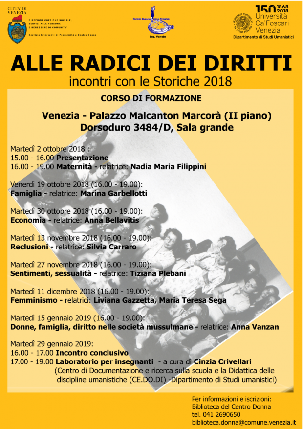 Locandina corso Alle radici dei diritti 2018/19