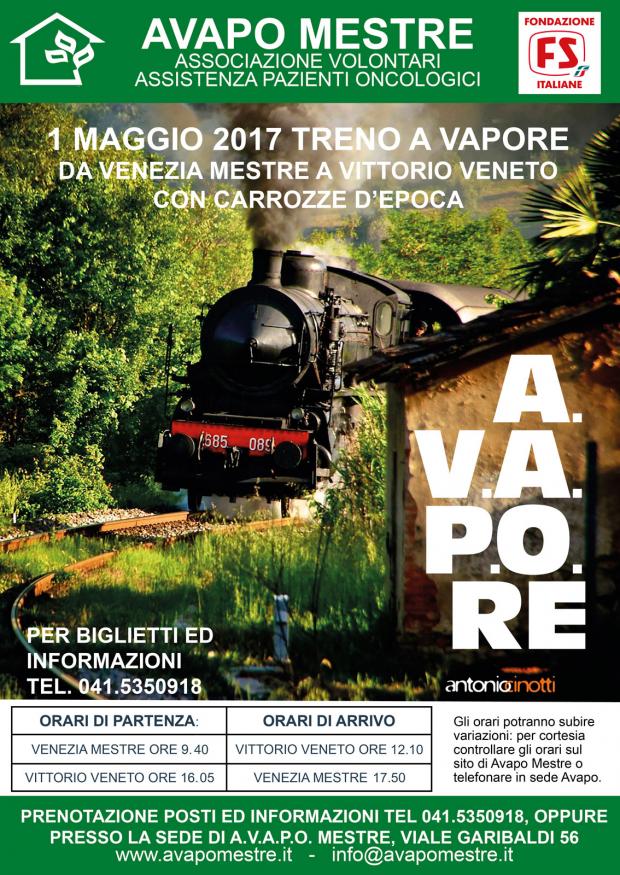 Locandina iniziativa treno a vapore Avapo Mestre