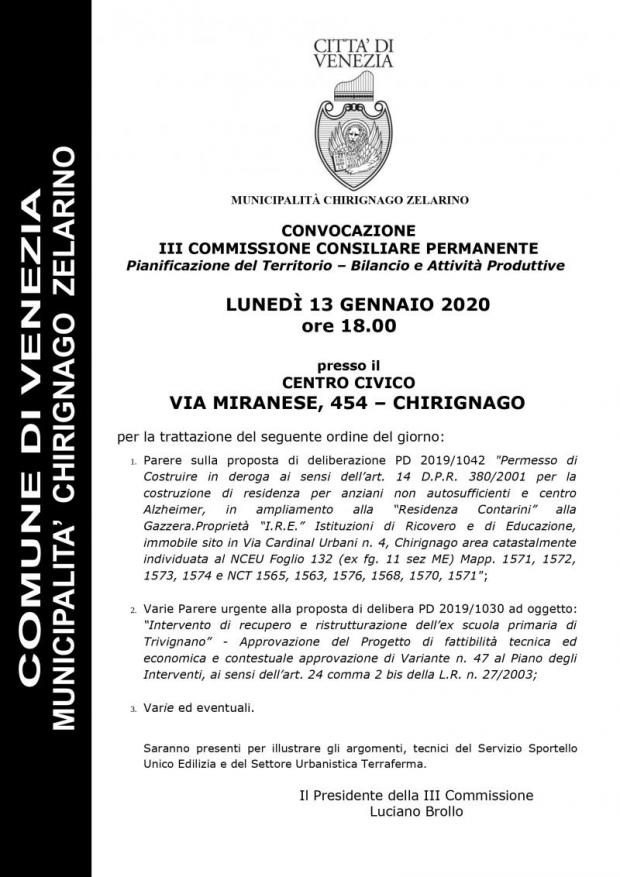 Convocazione 3' Commissione Convocazione 3' Commissione