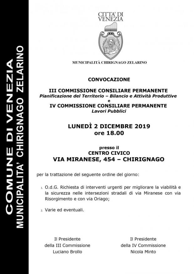 Convocazione 3' e 4' Commissione Convocazione 3' e 4' Commissione