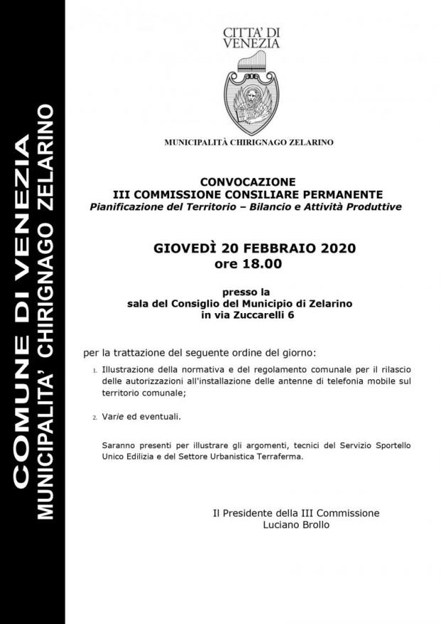 Convocazione 3' Commissione Convocazione 3' Commissione