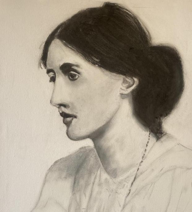 Volto di donna di profilo, eseguito a matita e carboncino