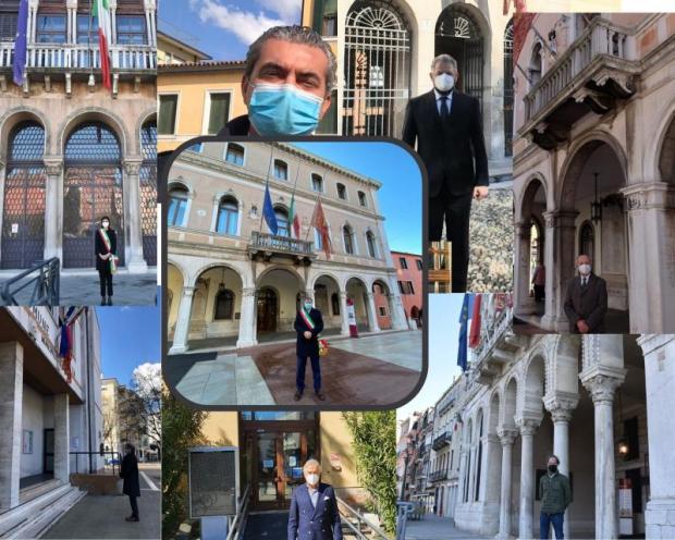 collage amministratori e bandiere