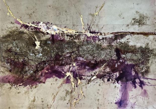 Quadro astratto fatto di pennellate e schizzi di vernice