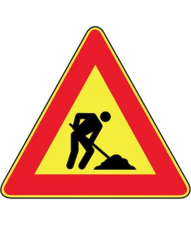 Cartello stradale lavori pubblici