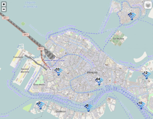 Mappa degli hot spot a Venezia