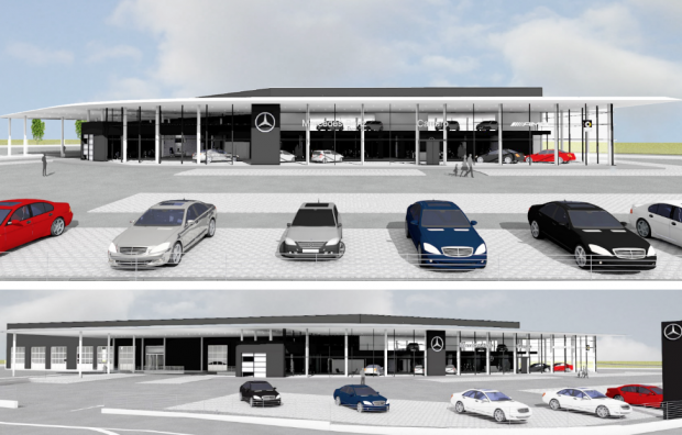 rendering della nuova concessionaria Mercedes-Benz a Mestre