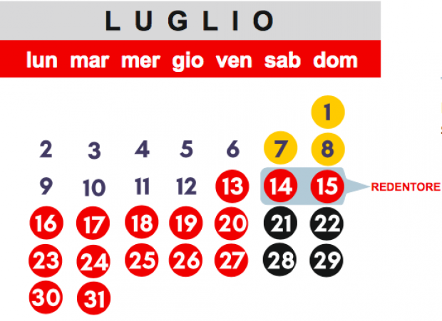 calendario luglio