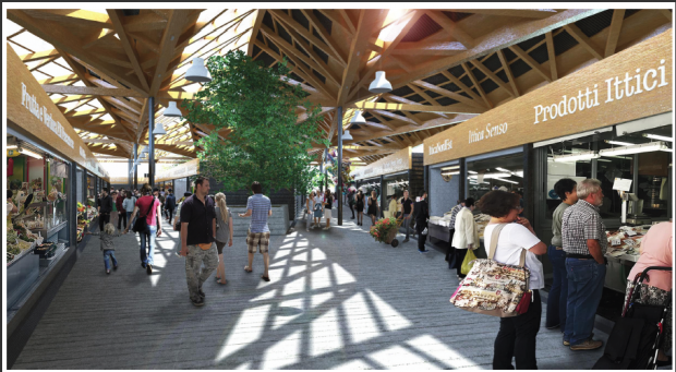 rendering del nuovo mercato coperto