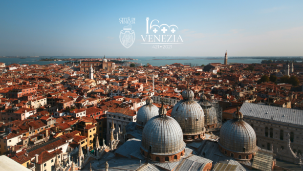Una veduta del centro storico di Venezia dall'alto