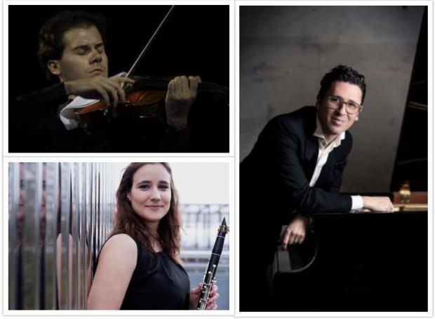 Gaia Gaibazzi (clarinetto) Claudio Laureti (viola), con il pianista Giuseppe Andaloro