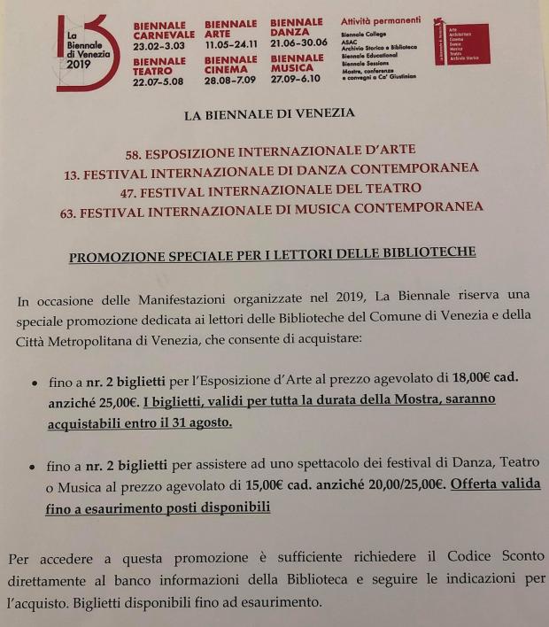 ocandina promozione biglietti Biennale locandina promozione biglietti Biennale