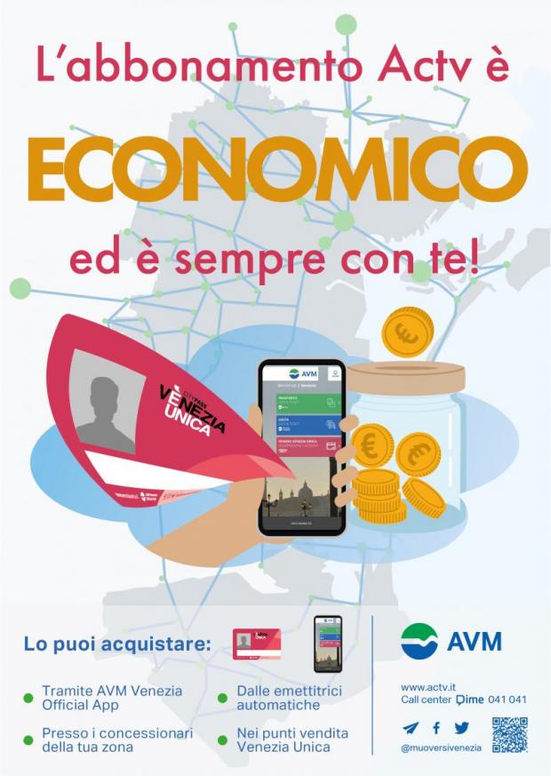 Manifesto campagna abbonamenti. telefonico con la scritta "Economico"
