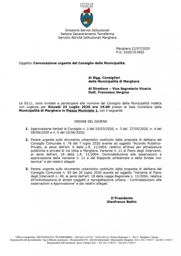 Testo convocazione