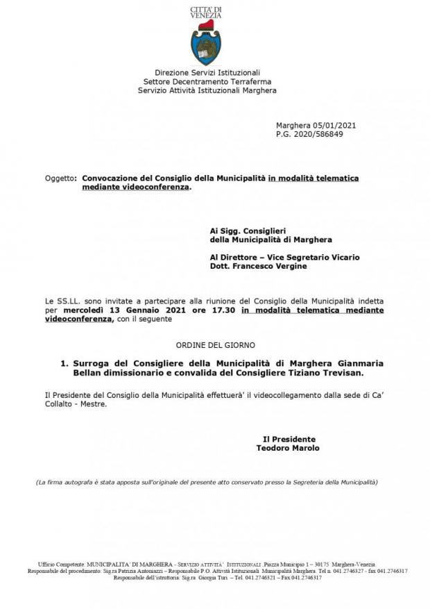 Testo convocazione