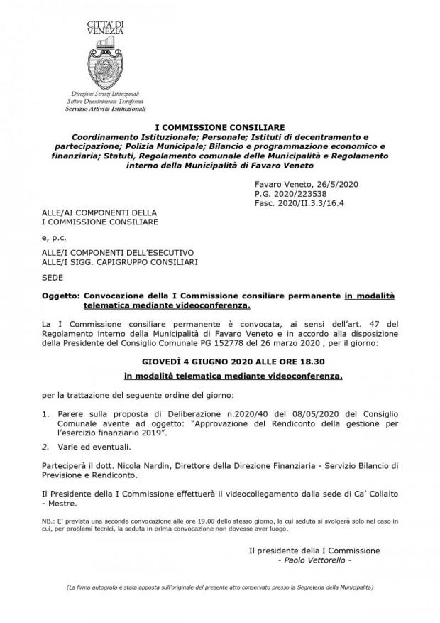 Testo convocazione