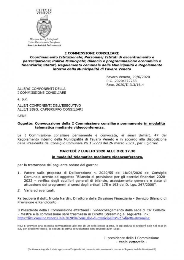 Testo convocazione