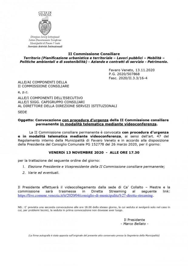 Testo convocazione