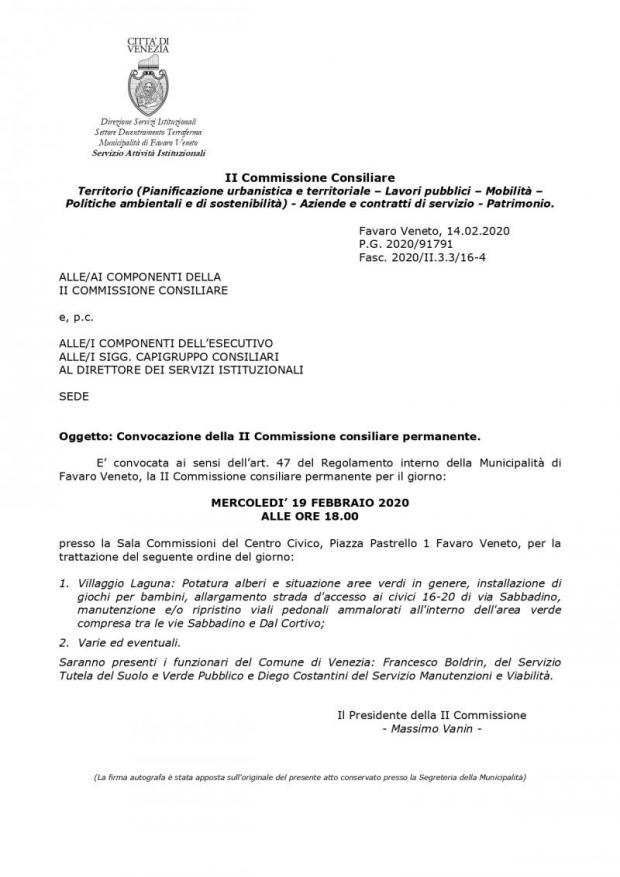 Convocazione 2' Commissione Convocazione 2' Commissione