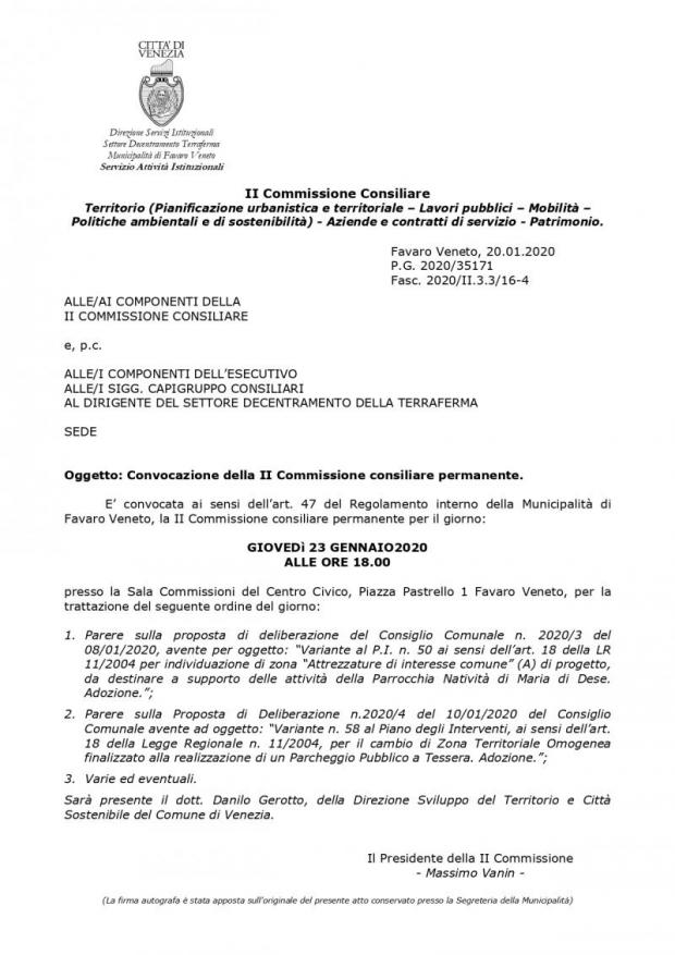 Convocazione 2' Commissione Convocazione 2' Commissione