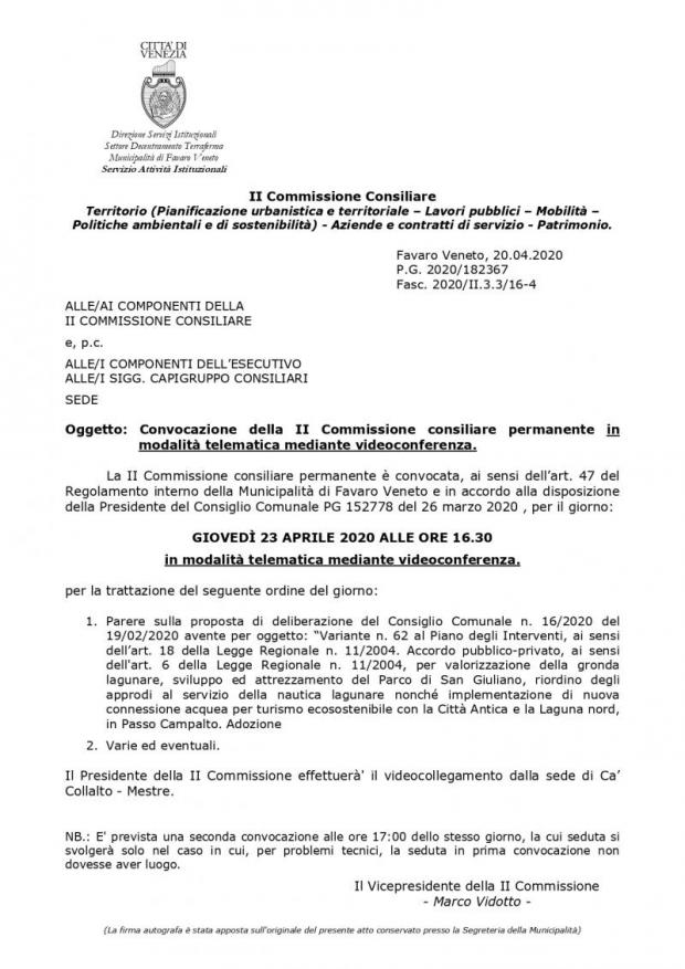 Convocazione II Commissione Consiliare Convocazione II Commissione Consiliare