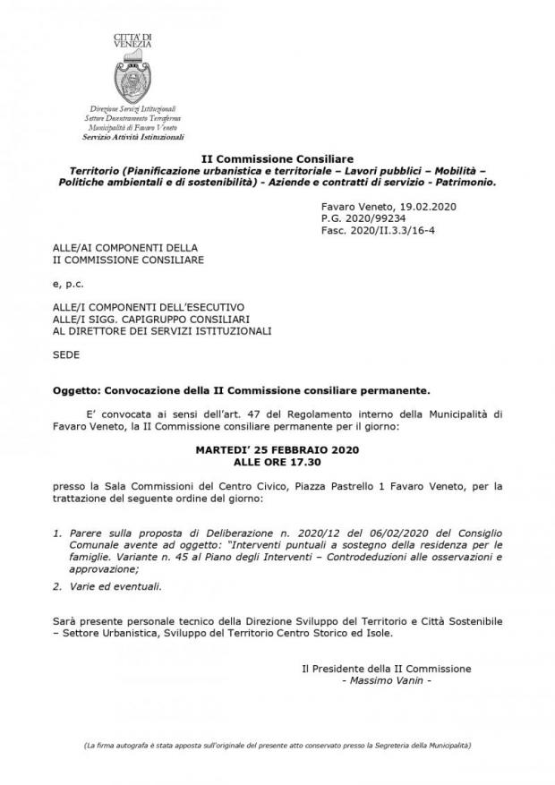 Convocazione 2' Commissione Convocazione 2' Commissione