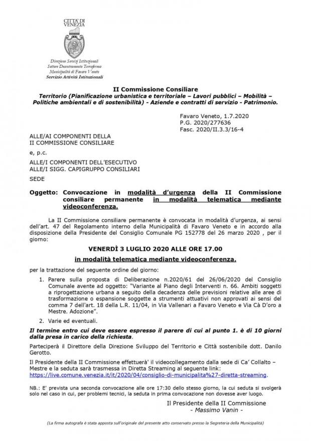 Testo convocazione
