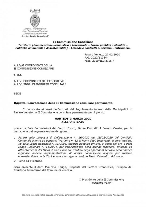 Convocazione 2' Commissione Convocazione 2' Commissione