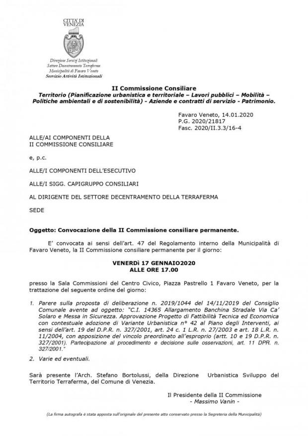 Convocazione 2' Commissione Convocazione 2' Commissione
