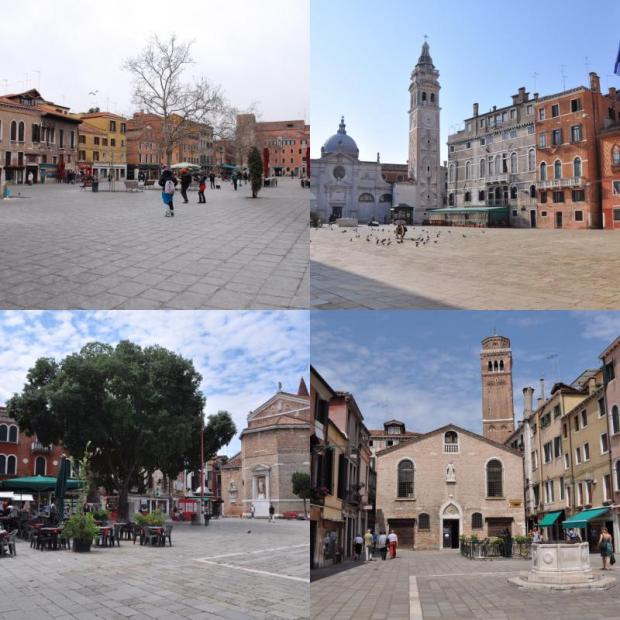 Collage di quattro campi veneziani