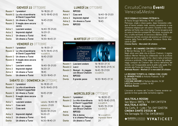 Film in programmazione dal 22 al 28 ottobre 2020 B
