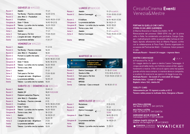 Film in programmazione dal 23 al 29 maggio 2019