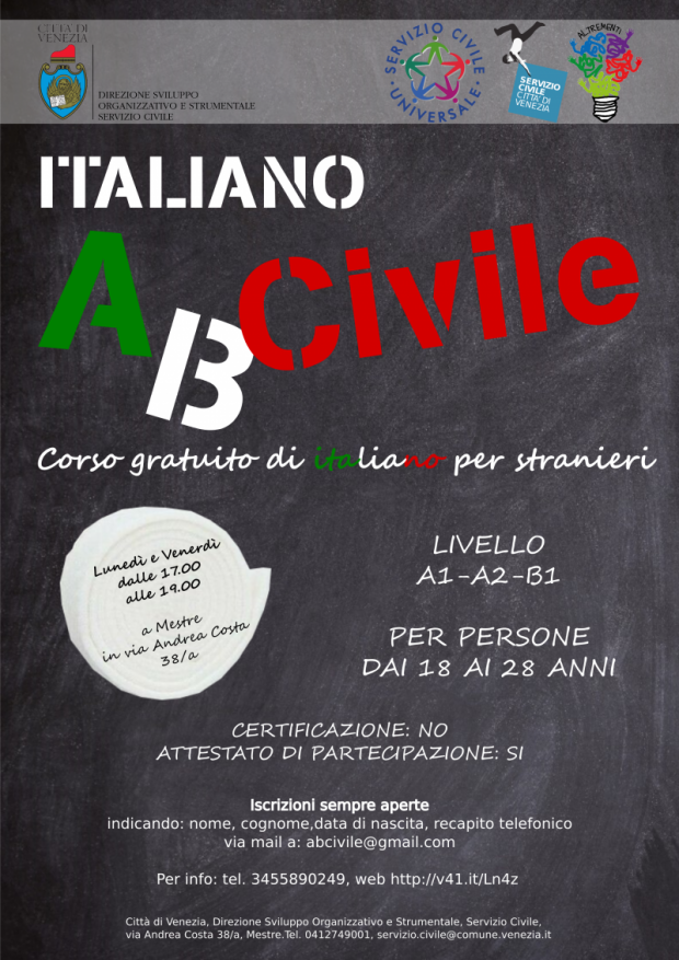 Locandina Corso Italiano ABCivile Locandina Corso Italiano ABCivile