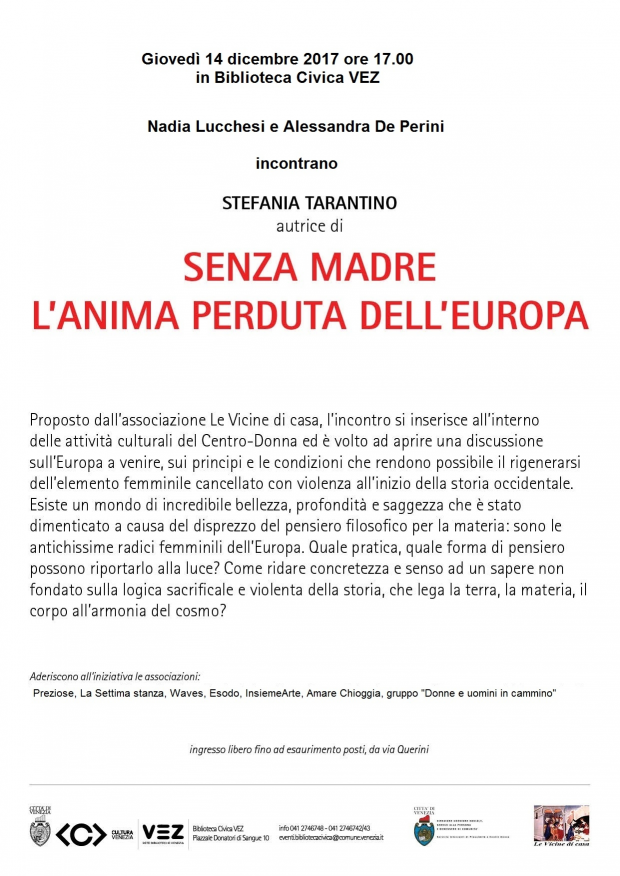 Locandina incontro Senza madre