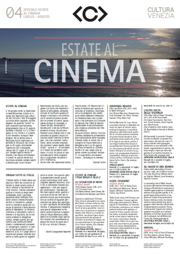 Estate al Cinema - Magazine Luglio/Agosto 2017 Estate al Cinema - Magazine Luglio/Agosto 2017