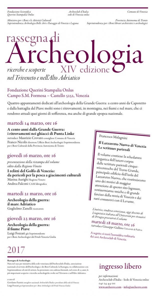 Locandina della XIV Rassegna di Archeologia Locandina della XIV Rassegna di Archeologia