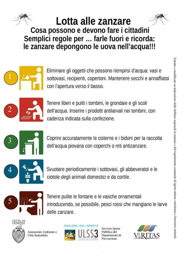 Il manifesto con le indicazioni utili per combattere le zanzare